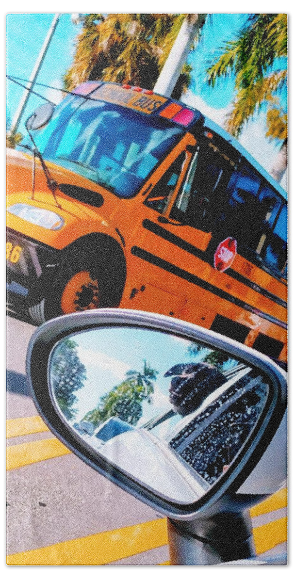 School Bus Hand Towel featuring the photograph Watching The School Bus by Claudia Zahnd-Prezioso