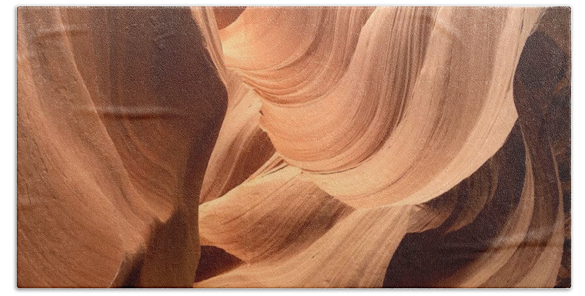 Antelope Canyon Beautiful Rock Patterns Slot Canyon Rock Patterns Formed By Water Hand Towel featuring the photograph Water and Rock Art by Dorsey Northrup