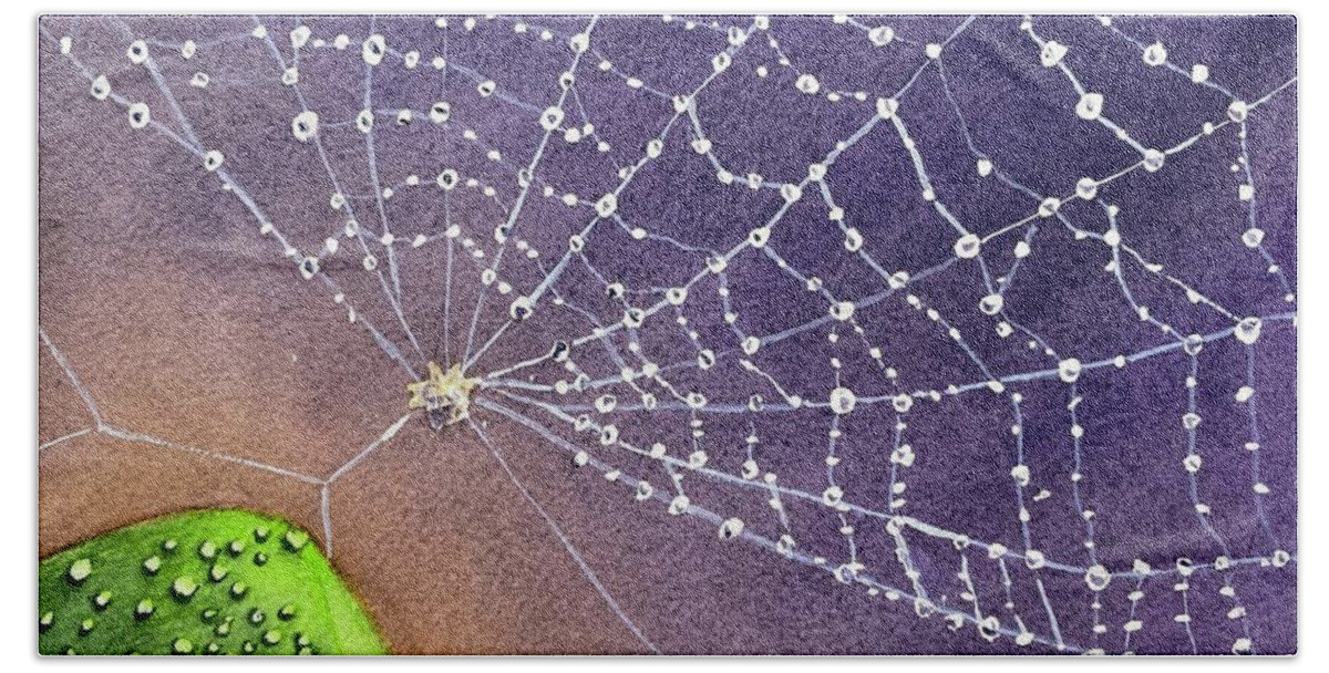 Spider Hand Towel featuring the painting Water Silk by Kelly Miyuki Kimura