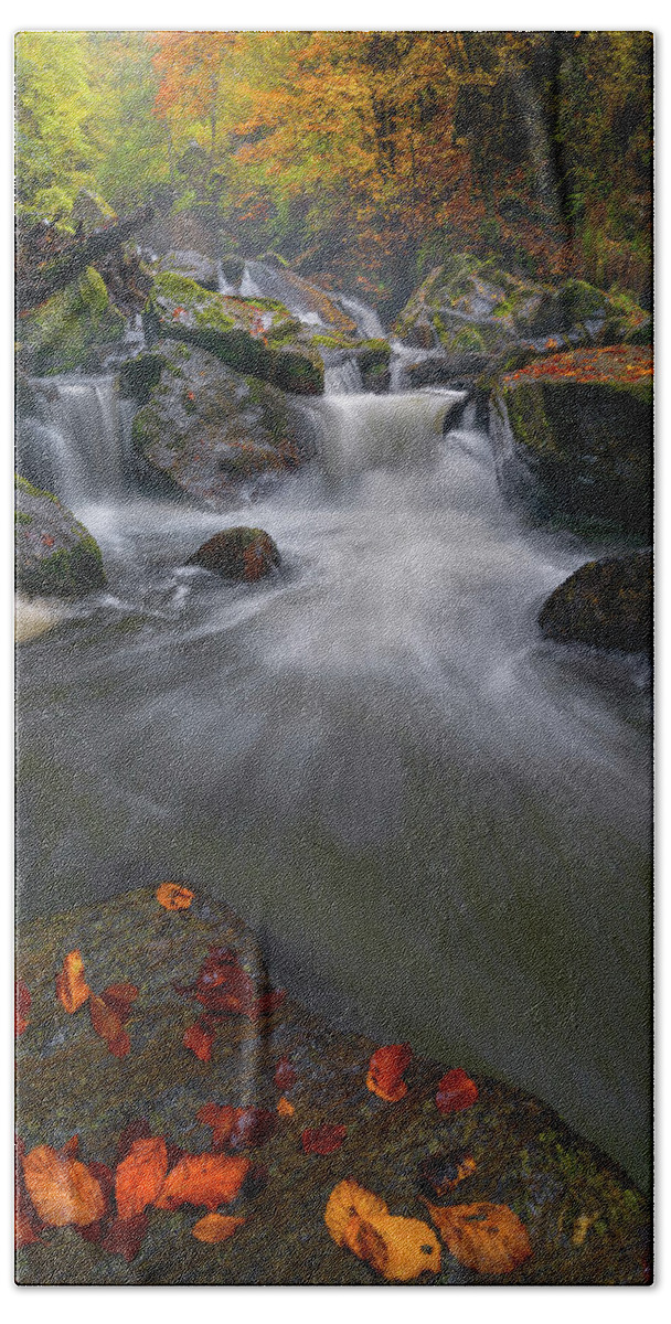 Landscape Bath Towel featuring the photograph Water symphony by Cosmin Stan