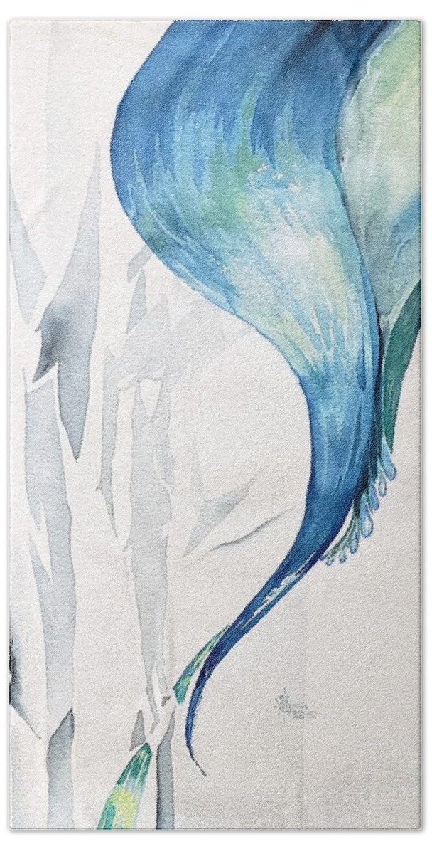 Tsunami Bath Towel featuring the painting Water Worry by Merana Cadorette