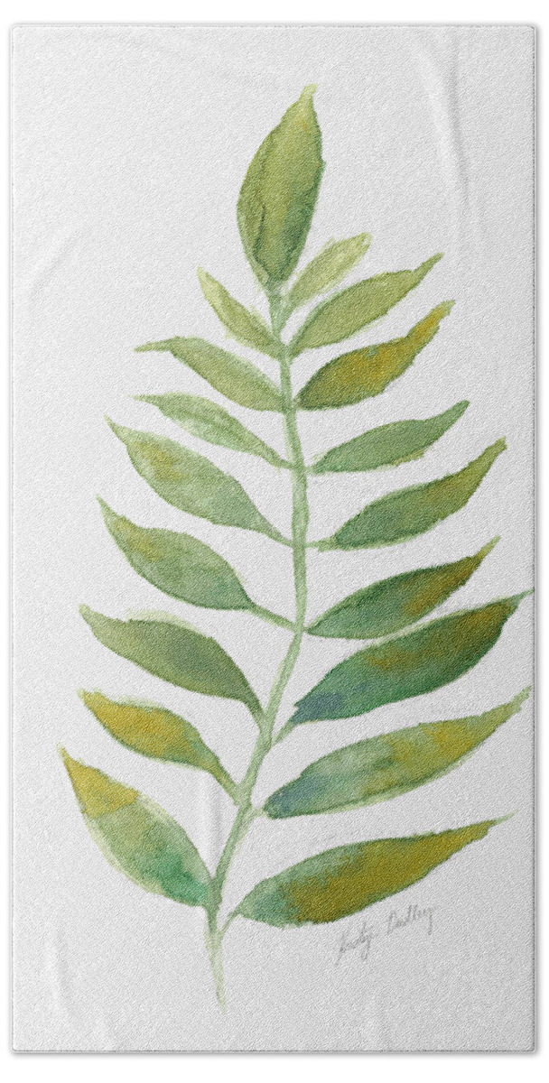 Tropical Hand Towel featuring the painting Watercolor tropical leaf by Kristye Dudley