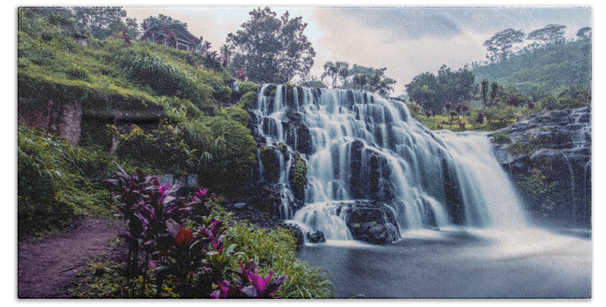 Asia Hand Towel featuring the photograph Waterfall in Java by Manjik Pictures