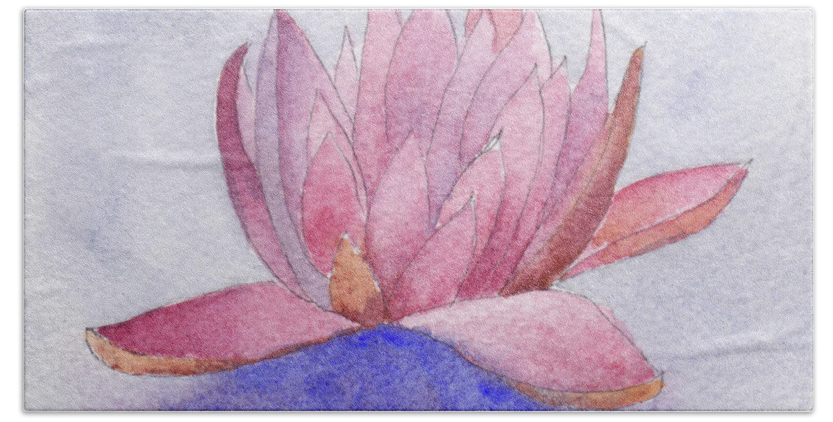 Waterlily Bath Towel featuring the painting Waterlily Calm by Anne Katzeff
