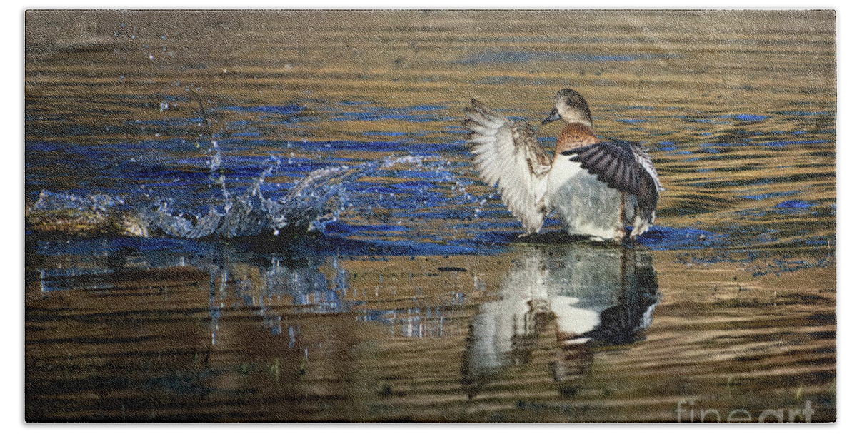 Duck Bath Towel featuring the photograph Waterplay by Thomas Nay