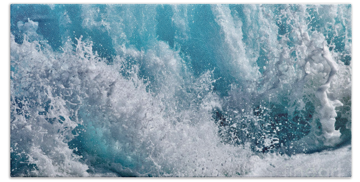 Hawaii Bath Towel featuring the photograph Wave Waterfall Crystal Blue by Debra Banks