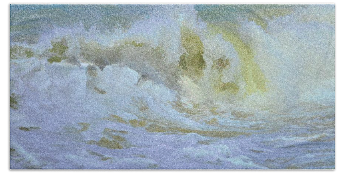 Storm Hand Towel featuring the photograph Waves 10 by Alison Belsan Horton