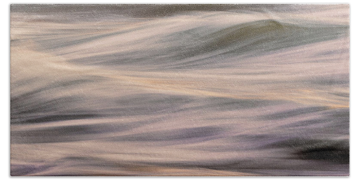 Waves Bath Towel featuring the photograph Waves Motion Layers at Sunset by Mike Reid