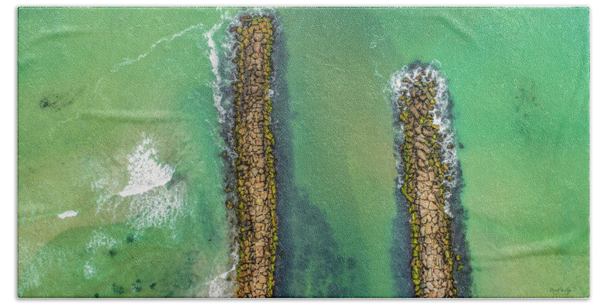 Fenway Beach Hand Towel featuring the photograph Weekapaug Breachway by Veterans Aerial Media LLC