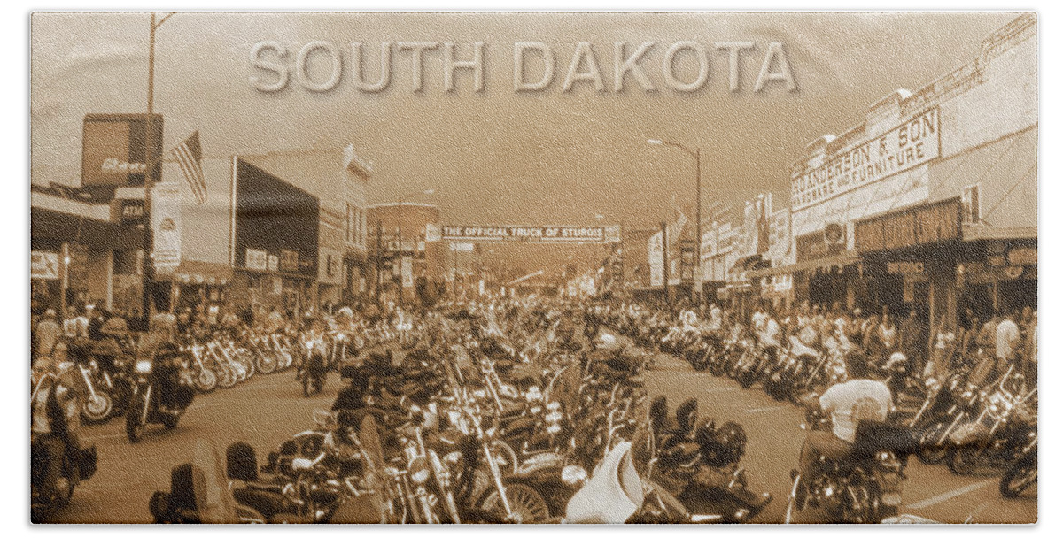 Surges South Dakota Bath Towel featuring the photograph Welcome To Sturgis S D by Mike McGlothlen