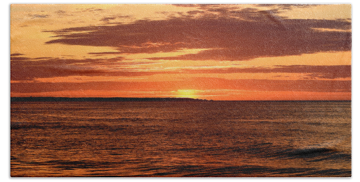 Wells Maine Hand Towel featuring the photograph Wells Beach Sunrise by Robert Stanhope