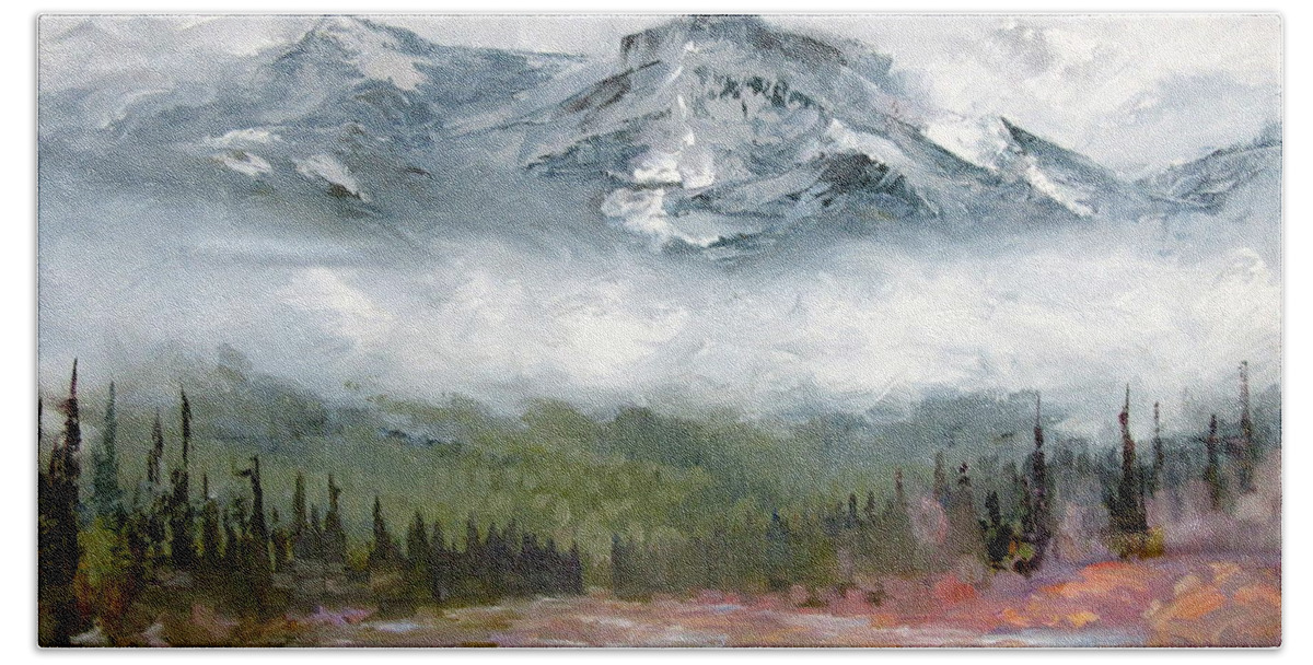 Landscape Hand Towel featuring the painting Westfork March Breakup by Gregg Caudell