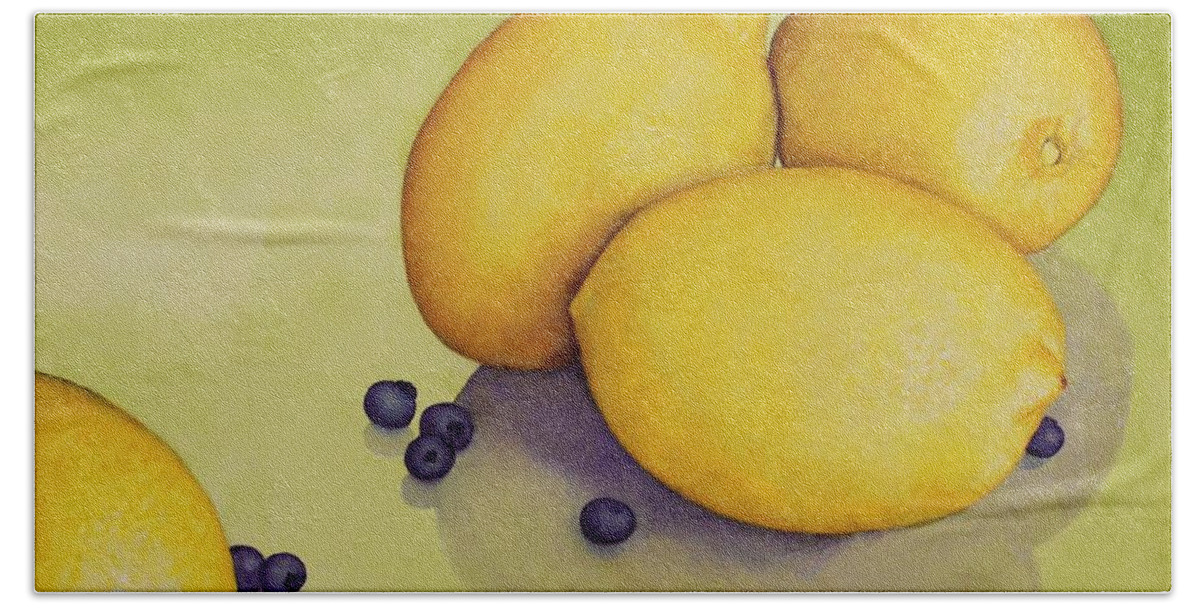 Kim Mcclinton Bath Towel featuring the painting When Life Gives You Lemons by Kim McClinton