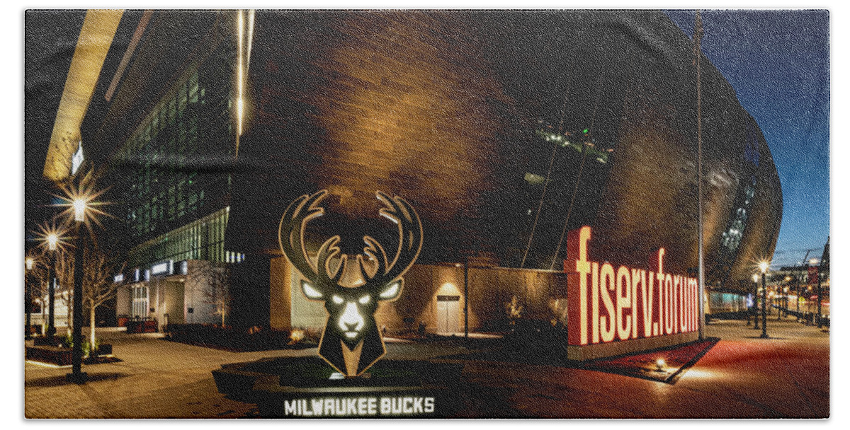 Milwaukee Bucks Hand Towel featuring the photograph Where the Bucks play at dusk by Sven Brogren