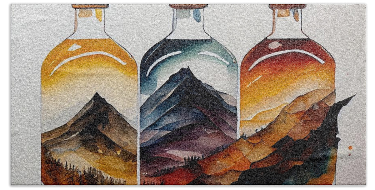 Whisky Hand Towel featuring the digital art Whisky Mountain by Joshua Barrios