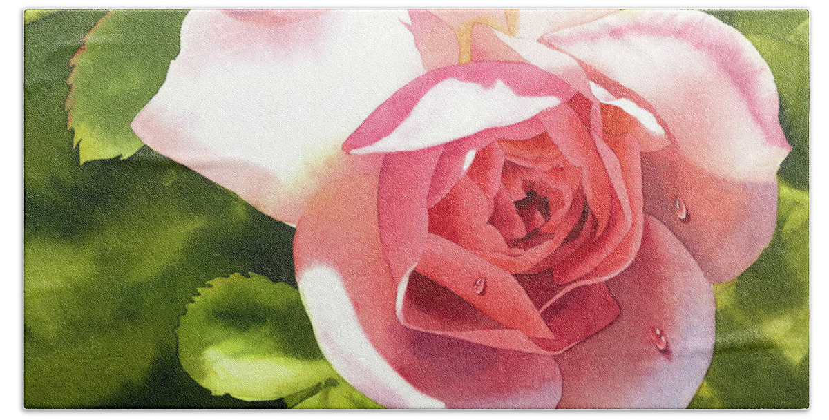 Rose Hand Towel featuring the painting Whisper of a Rose by Espero Art