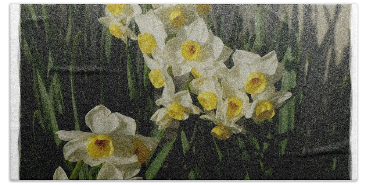 Digital Art Hand Towel featuring the photograph White Flowers 7 by Jean Bernard Roussilhe