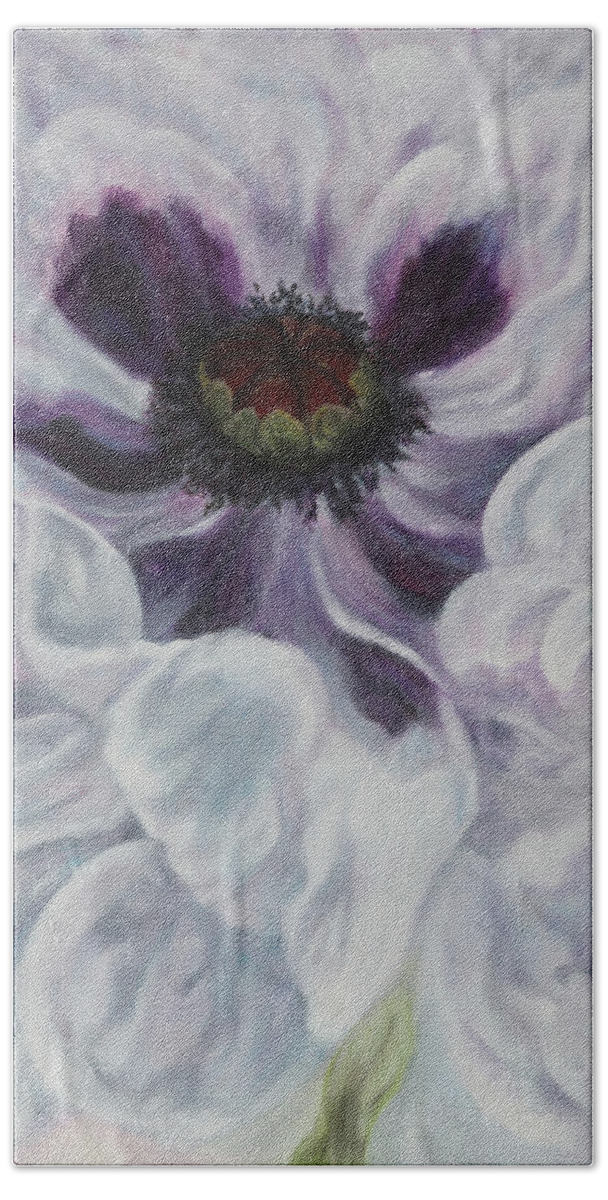 Art Hand Towel featuring the painting White Poppy by Tammy Pool