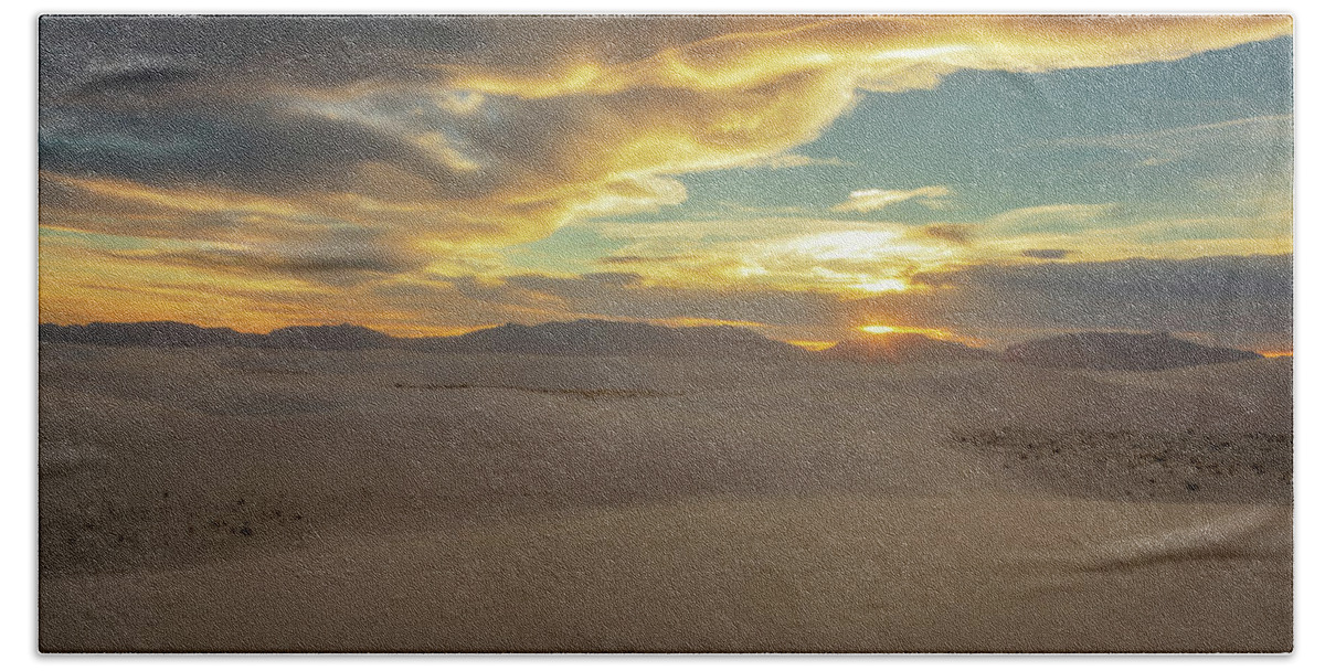 Sunset Bath Towel featuring the photograph White Sands National Park by Susan Rissi Tregoning