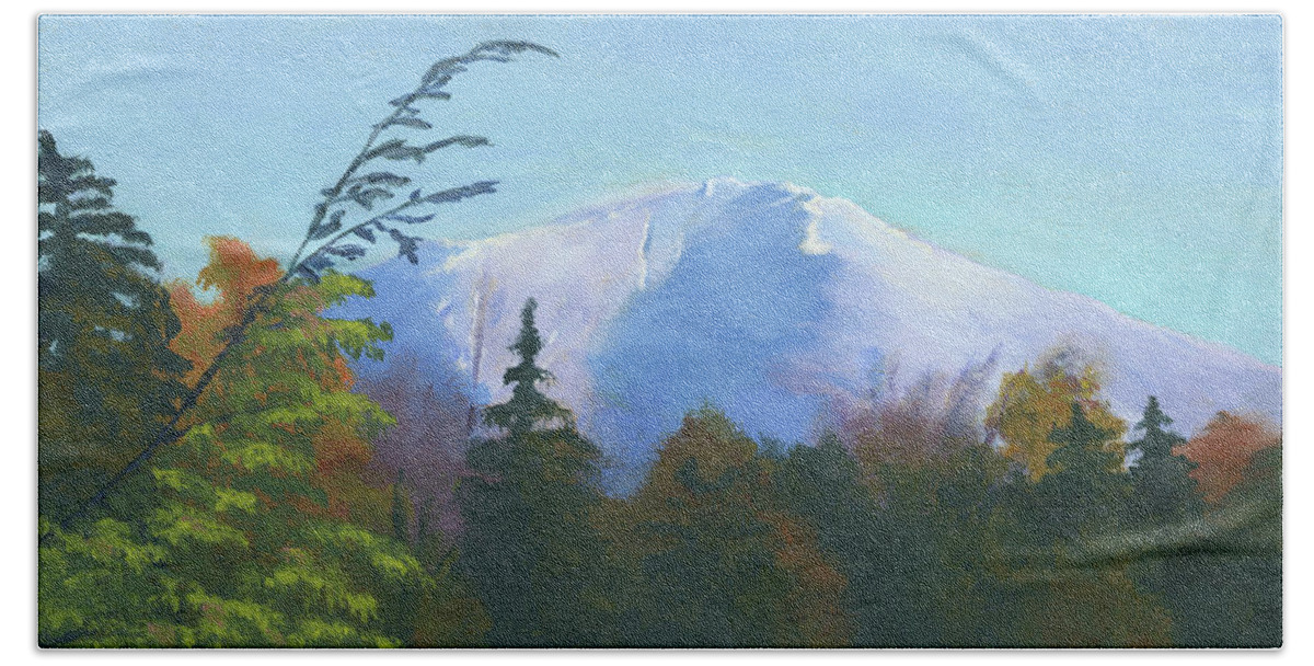 Whiteface Mountain Bath Towel featuring the painting Whiteface Mountain by Lynne Reichhart