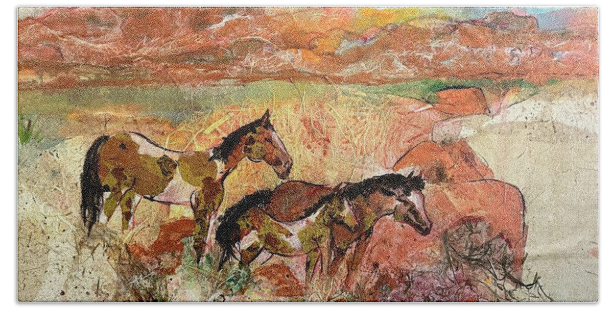 Horse Bath Towel featuring the painting Wild Child by Elaine Elliott