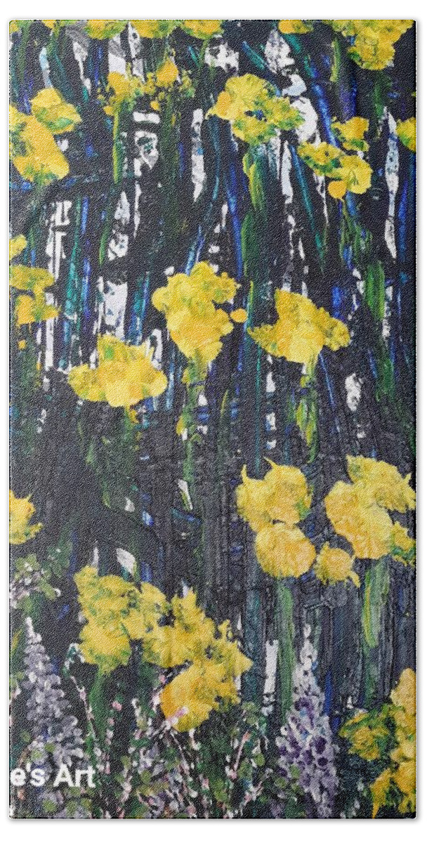 Floral Bath Towel featuring the painting Wild Daffodils by Marlene Moore