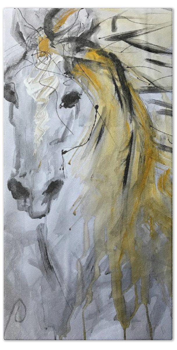 Horse Hand Towel featuring the painting Wild by Elizabeth Parashis