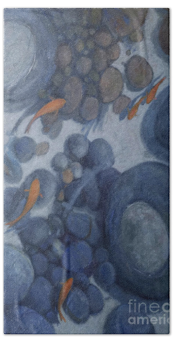Goldfish Hand Towel featuring the painting Wild Goldfish by Mary Hubley