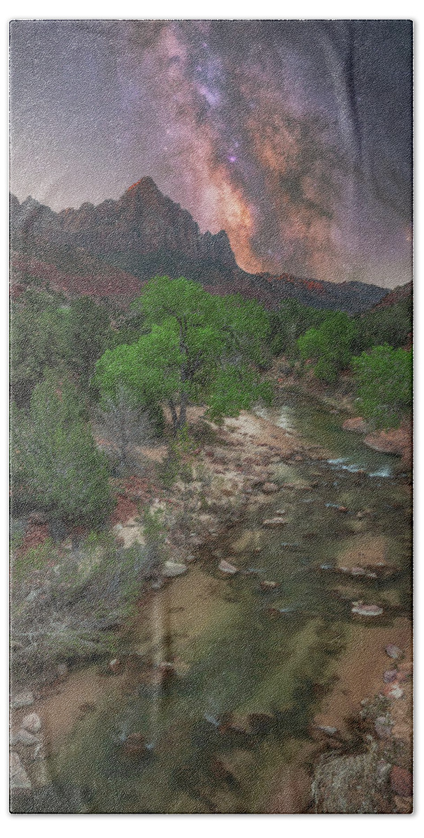 Zion Hand Towel featuring the photograph Wild Zion Nights by Darren White