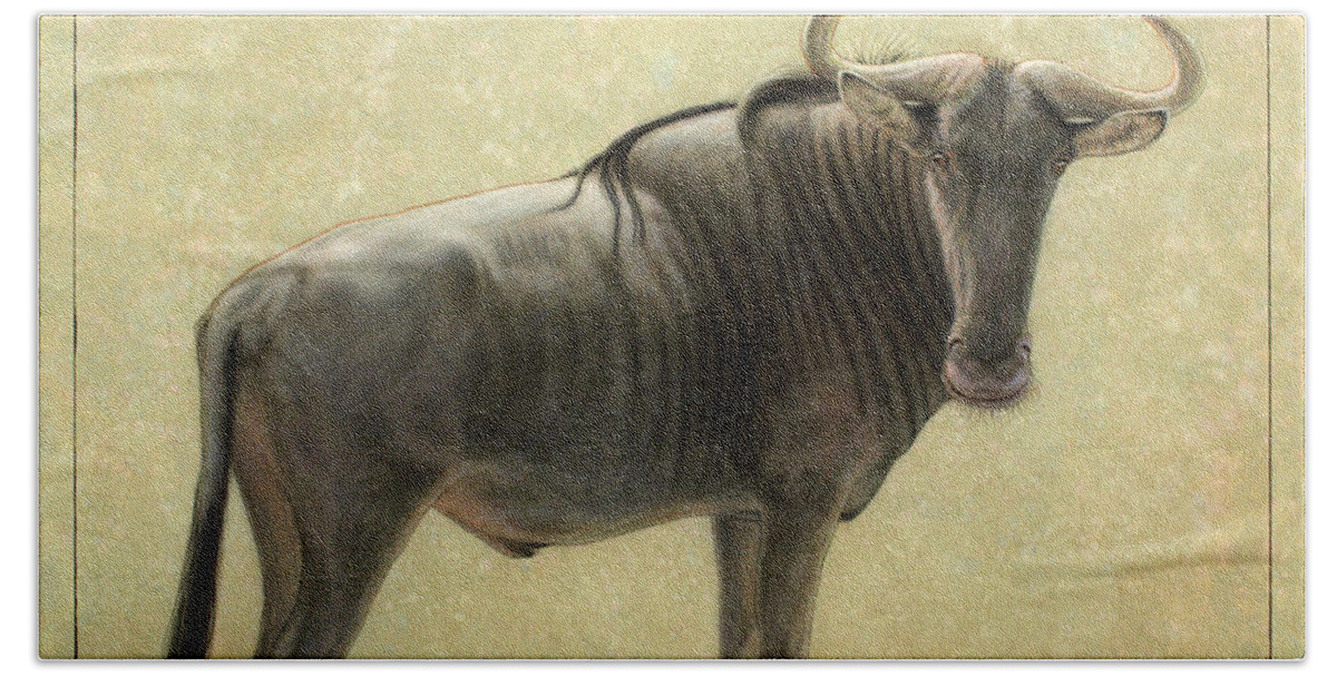 Wildebeest Bath Sheet featuring the painting Wildebeest by James W Johnson
