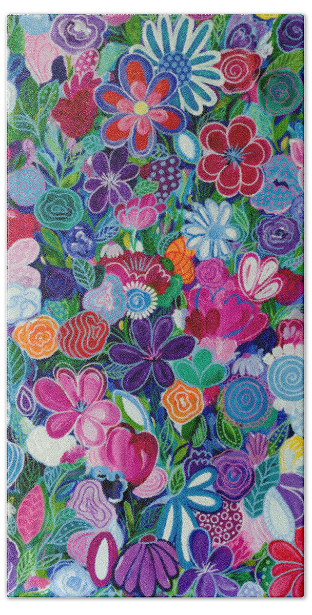Abstract Floral Bath Towel featuring the painting Wildflowers by Beth Ann Scott