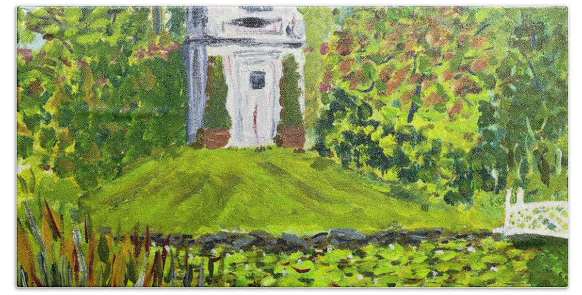  Bath Towel featuring the painting William Paca Garden #2 by John Macarthur