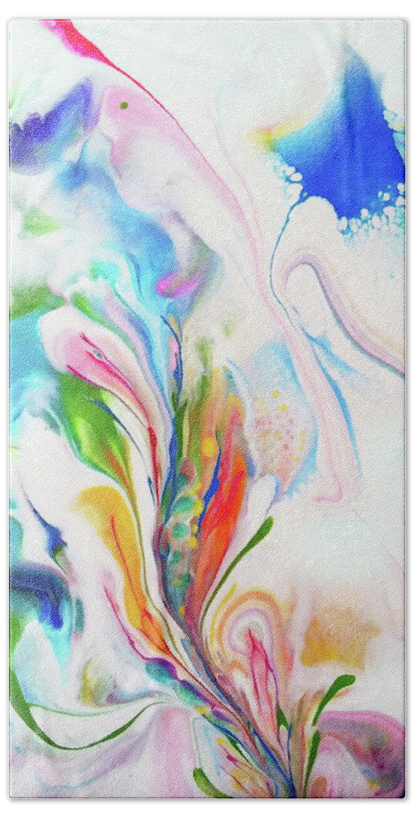 Abstract Bath Towel featuring the painting Willing by Deborah Erlandson