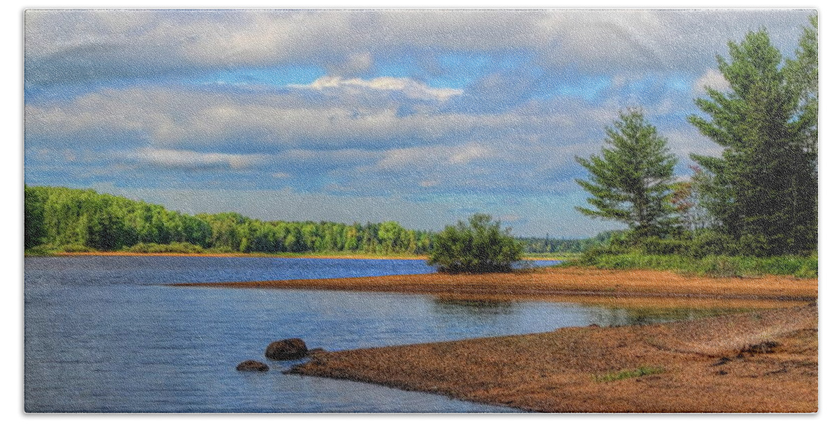 Backwater Bath Towel featuring the photograph Willow Flowage Summer Clouds by Dale Kauzlaric