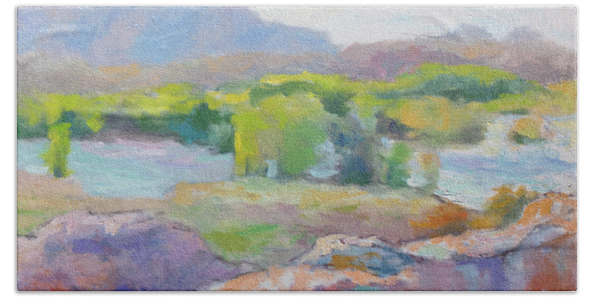 Landscape Hand Towel featuring the painting Willow Spring by Srishti Wilhelm