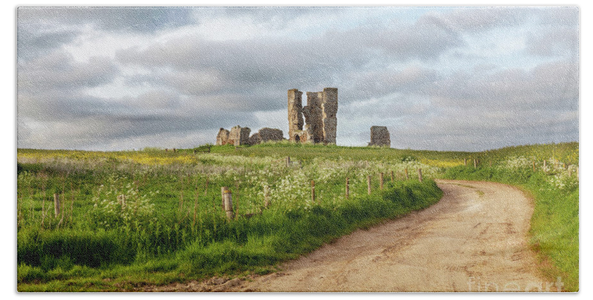 British Bath Towel featuring the photograph Winding road leading to a chirch ruin in Norfolk by Simon Bratt