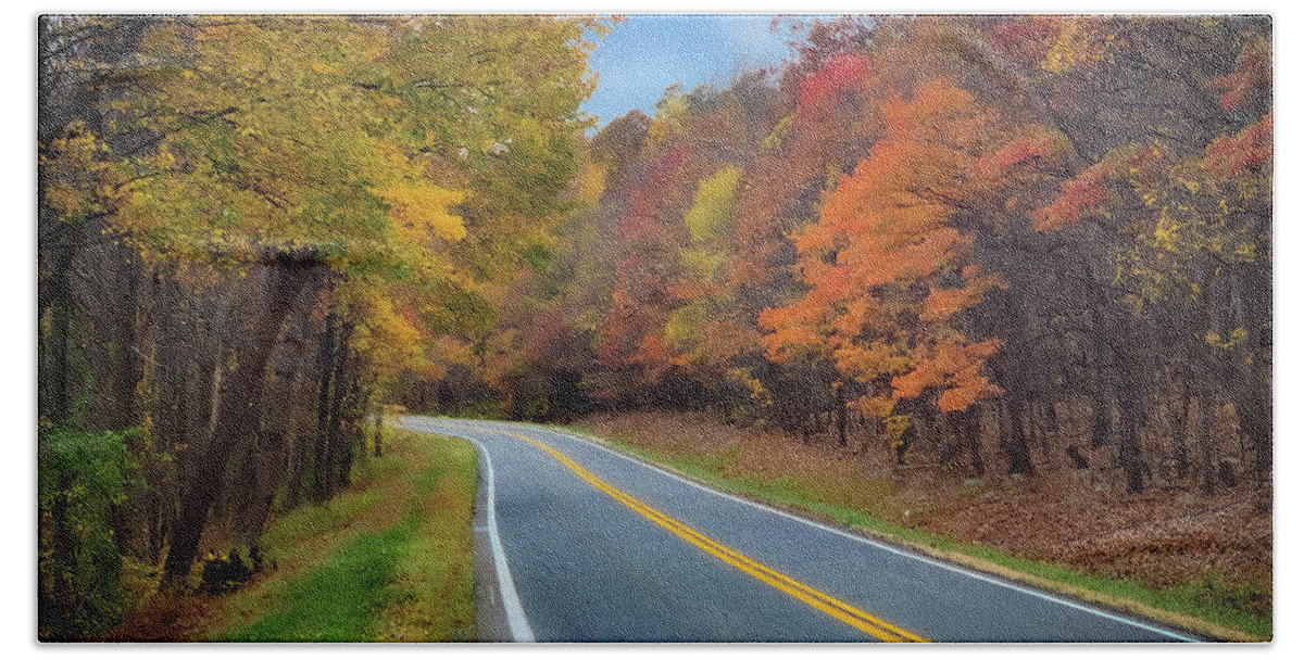 Fall Bath Towel featuring the photograph Winding West Virginia Road in Fall by Lora J Wilson