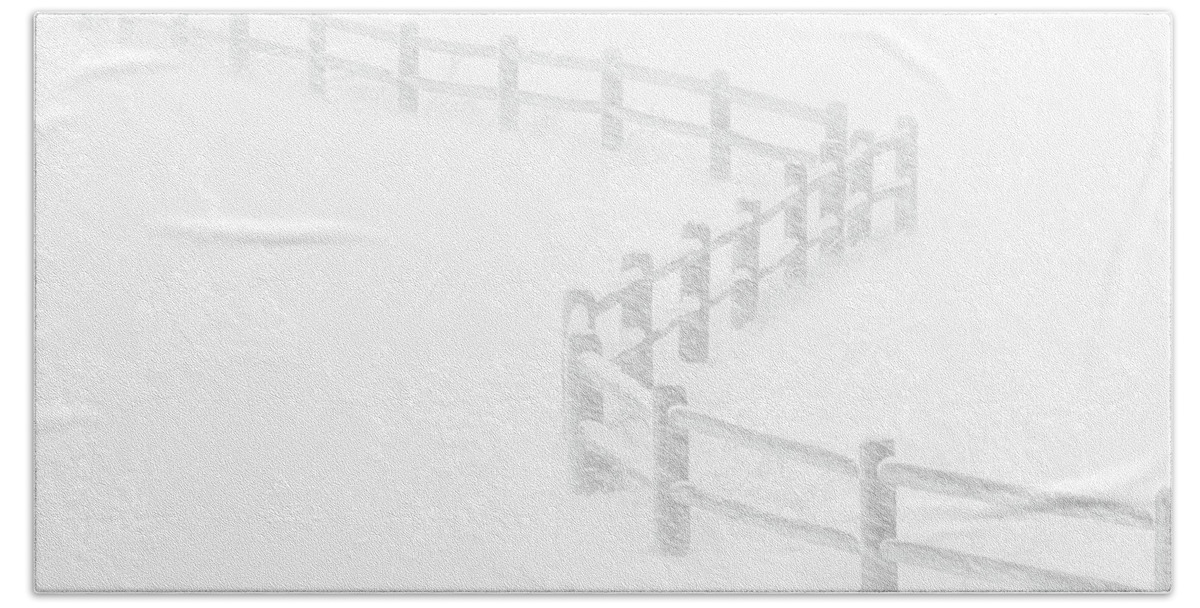 Fenceline Bath Towel featuring the photograph Winding Whiteout by Darren White