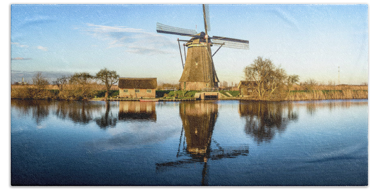 Windmill Hand Towel featuring the photograph Windmill in the Netherlands by Philippe Lejeanvre