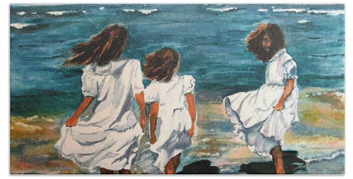 Girls Bath Towel featuring the painting Windy Day by Karen Ilari