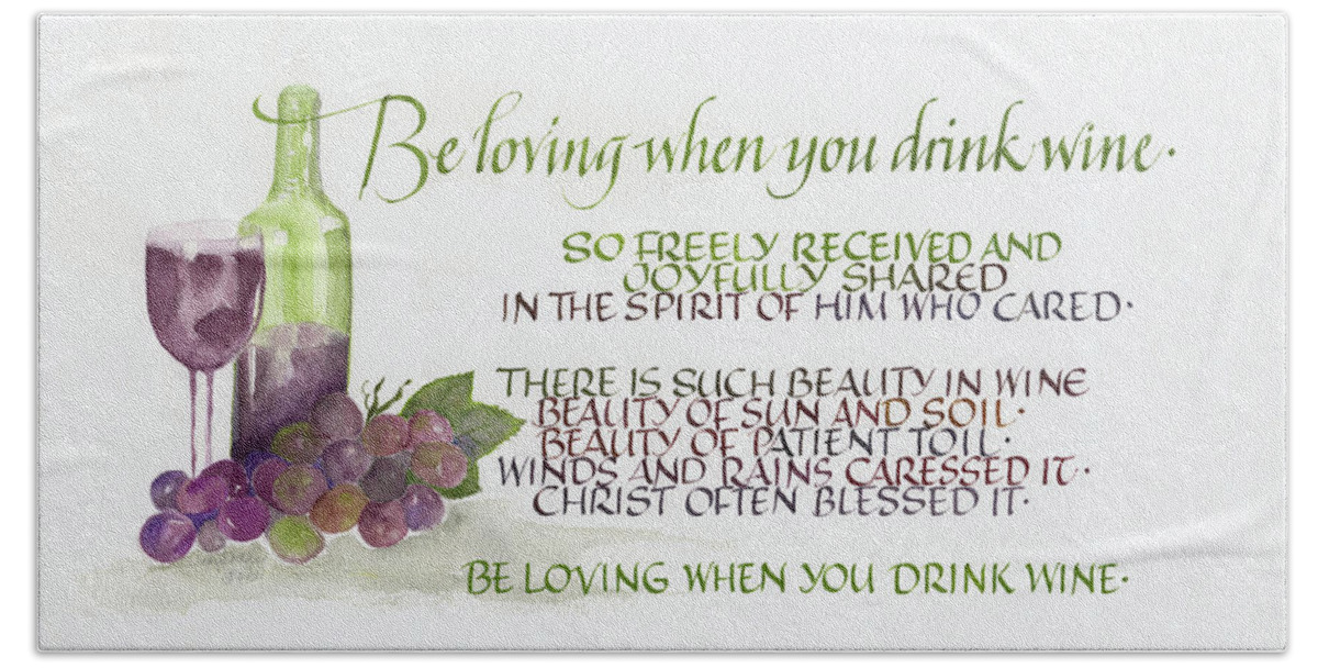 Wine Hand Towel featuring the painting Wine by Judy Dodds