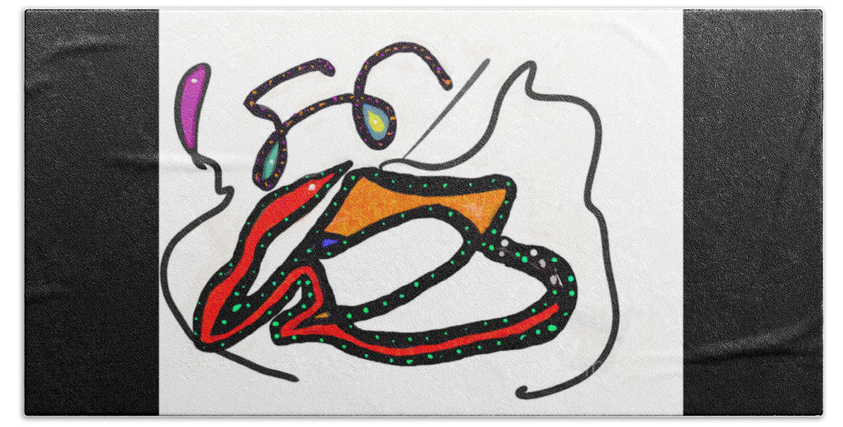 Impressionistic Expressionism Hand Towel featuring the digital art Wingless Serpent by Zotshee Zotshee