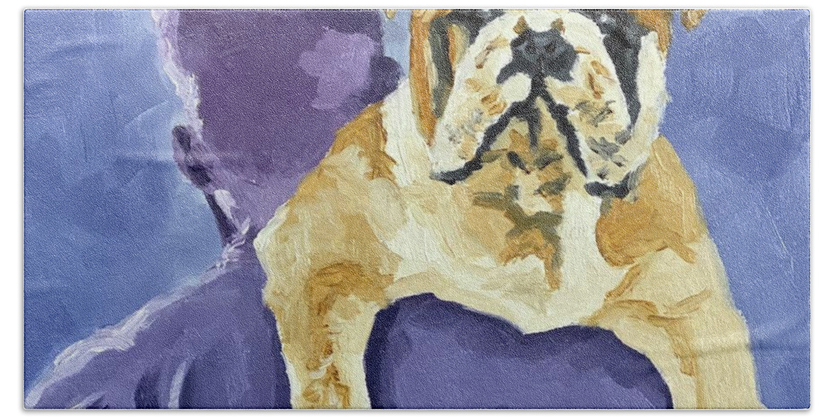 Dog Bath Towel featuring the painting Winston by Nancy Breiman