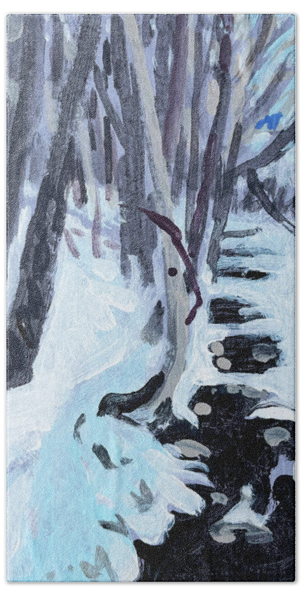 Winter Bath Towel featuring the painting Winter Creek by Tilly Strauss