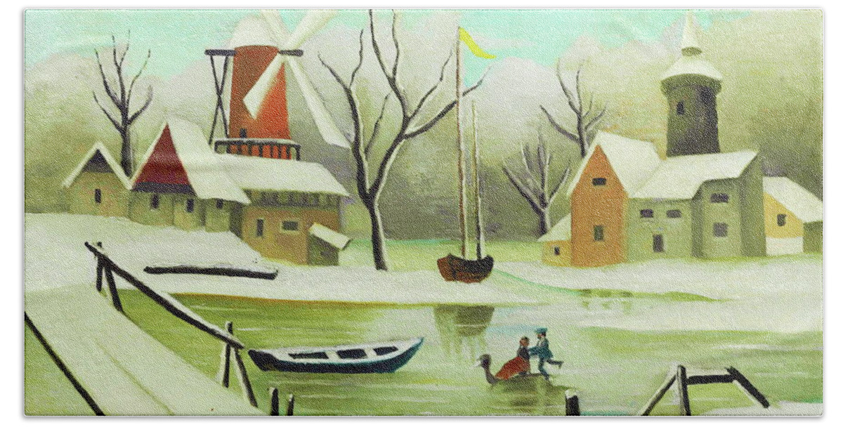 Winter Bath Towel featuring the painting Winter by Henri Rousseau