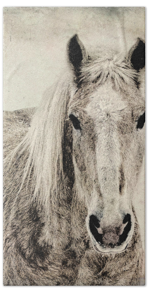 Snow;horse;special Effects;head Shot Bath Towel featuring the photograph Winter Horse by Eggers Photography