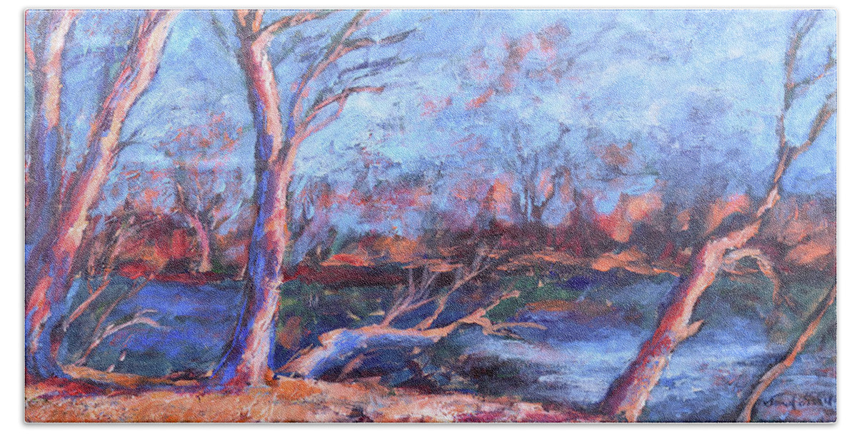 Acrylic Bath Towel featuring the painting Winter Lake #4 by David Dorrell