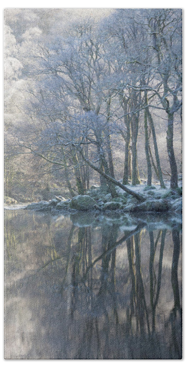 Frost Bath Towel featuring the photograph Winter Reflections by Anita Nicholson