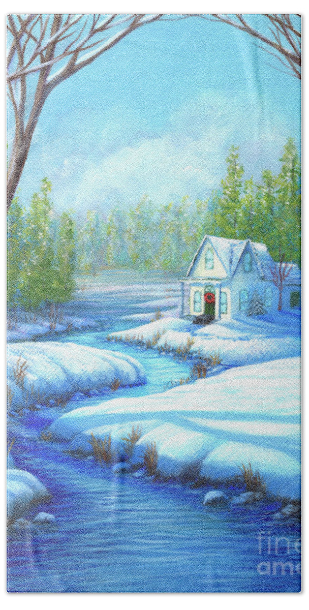 Christmas Bath Towel featuring the painting Winter Retreat by Sarah Irland