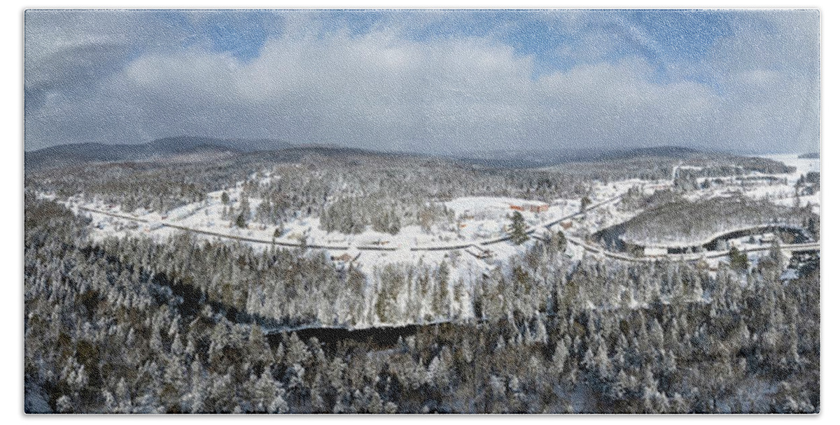 Nature Bath Towel featuring the photograph Winter View of Pittsburg Village, New Hampshire #2 by John Rowe